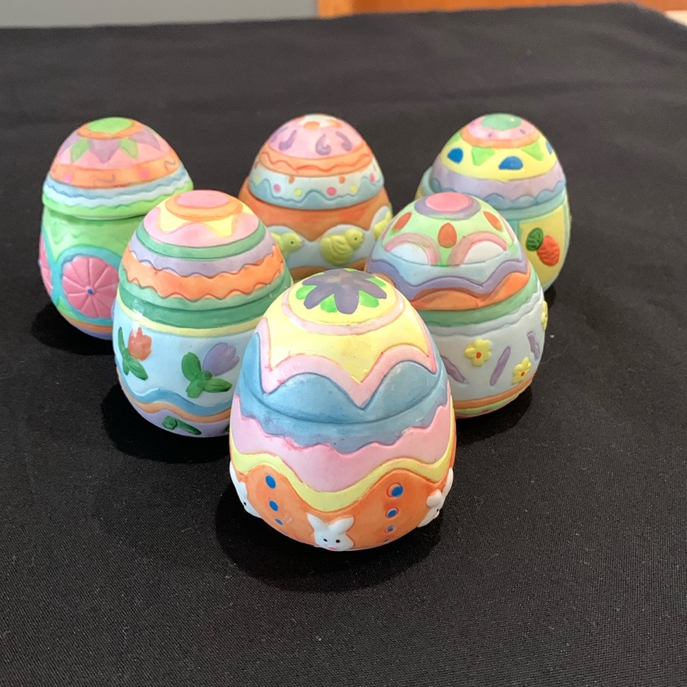 Ceramic Egg Candles, set of 6, in box